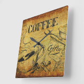 Vintager Kaffee-Cup Quadratische Wanduhr (Winkel)