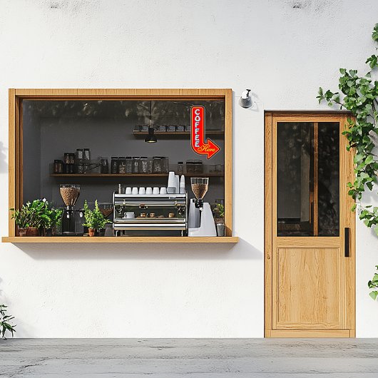 Vintager Kaffee hier gleich nach dem Pfeil Aufkleber