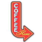 Vintager Kaffee hier gleich nach dem Pfeil Aufkleber (Vorderseite)