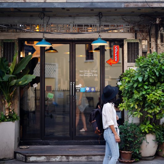 Vintager Kaffee Hier Links Pfeifenzeichen Aufkleber