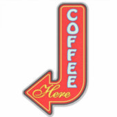 Vintager Kaffee Hier Links Pfeifenzeichen Aufkleber (Vorderseite)