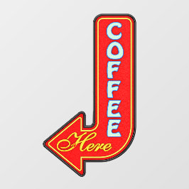 Vintager Kaffee hier Verlassen Pfeil Fensteraufkleber