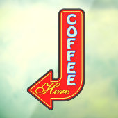 Vintager Kaffee hier Verlassen Pfeil Fensteraufkleber (Blatt 3)