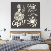 Vintager Kaffee Leinwanddruck (Insitu (Schlafzimmer))