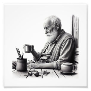 Vintager Kaffee Moment Schwarz & Weiß Fotodruck