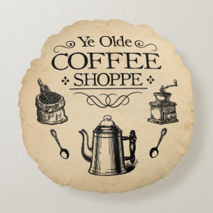 Vintager Kaffee Rundes Kissen