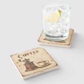 Vintager Kaffee Stone Untersetzer (Seitenansicht)