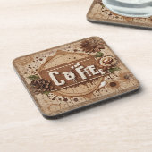 Vintager Kaffee und Blume Getränkeuntersetzer (Linke Seite)