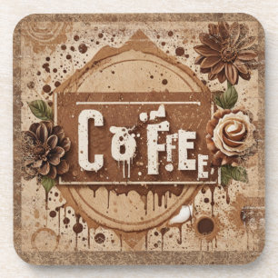 Vintager Kaffee und Blume Getränkeuntersetzer