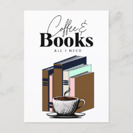 Vintager Kaffee und Bücher | Alles, was ich Kunst  Postkarte