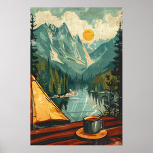 Vintager Kaffee und Camping Poster