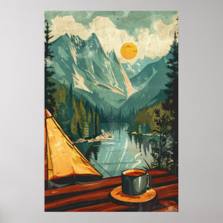 Vintager Kaffee und Camping Poster