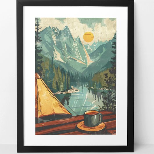 Vintager Kaffee und Camping Poster