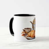 Vintager Kaffee und Croissant Tasse (Vorderseite Links)
