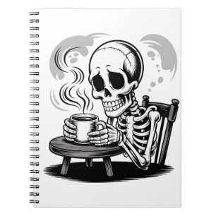 Vintager Kaffee und Erschöpfung des toten Skeletts Notizblock