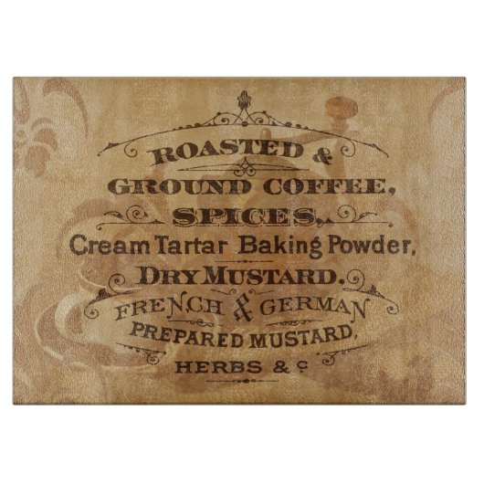 Vintager Kaffee und Gewürze Rustikal und stilvoll Schneidebrett (Vorderseite)