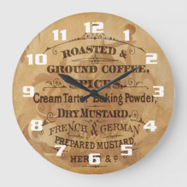 Vintager Kaffee und Gewürze Rustikale, einzigartig Große Wanduhr