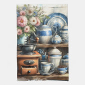 Vintager Kaffeebecher Töpfchen blau Geschirrtuch (Vertikal)