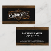 Vintager Kaffeeservice | Holzschnitt Visitenkarte (Vorne/Hinten)