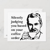 Vintager Kaffeesnob-Mann schweigend beurteilen Postkarte (Vorne/Hinten)