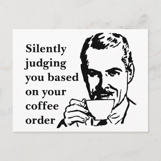 Vintager Kaffeesnob-Mann schweigend beurteilen Postkarte (Vorderseite)