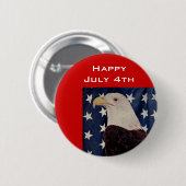 Vintager kahler Adler auf amerikanischer Flagge am Button (Vorne & Hinten)