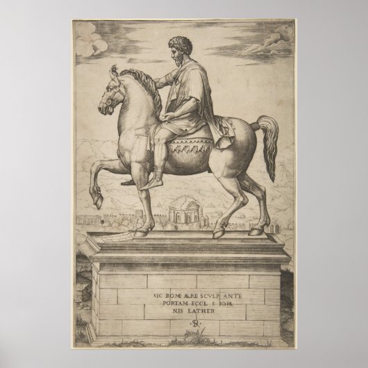Vintager Kaiser Marcus Aurelius Illustration Poster (Vorne)