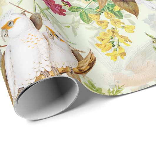 Vintager Kakadu-Dschungel 3 Geschenkpapier (Rolleneckpunkt)