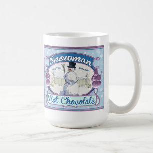 Vintager Kakao-Aufklebersnowman-Tee oder Kaffeetasse