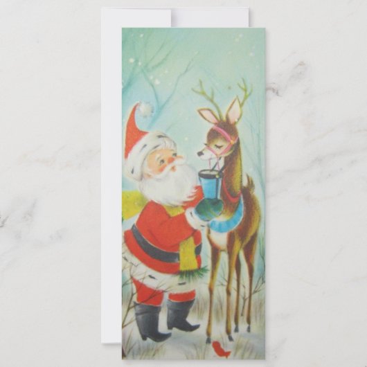 Vintager Kakao mit Rentier Feiertagskarte (Vorderseite)