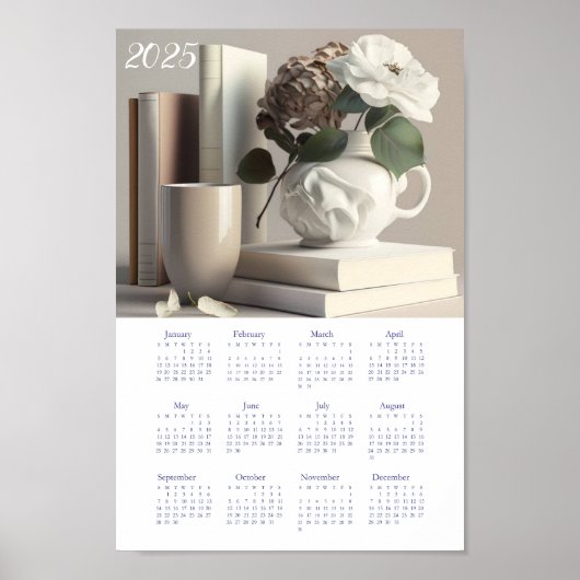 Vintager Kalender 2025. Blume Poster (Vorne)