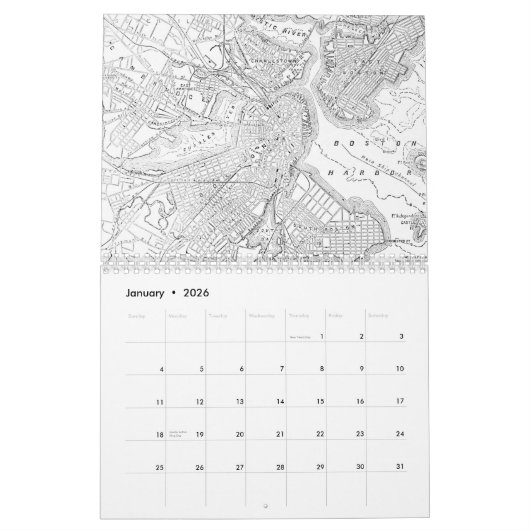 Vintager Kalender Bostons Cartographs (Jan 2026)