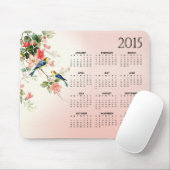 Vintager Kalender der Liebe-Vogel-2015 erröten Mousepad (Mit Mouse)