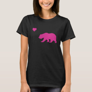 Vintager Kalifornien-Liebe-heißes Rosa-Bär u. He T-Shirt