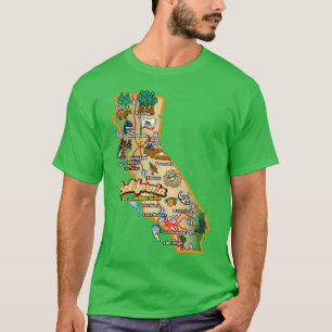Vintager kalifornischer Staat Karte mit Pictures d T-Shirt