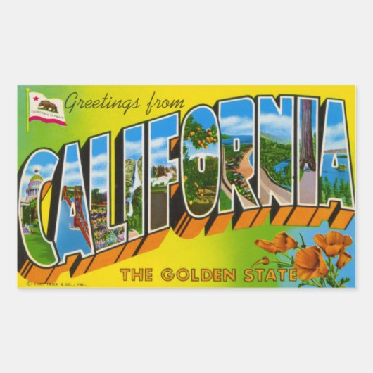 Vintager kalifornischer Sticker (Vorderseite)