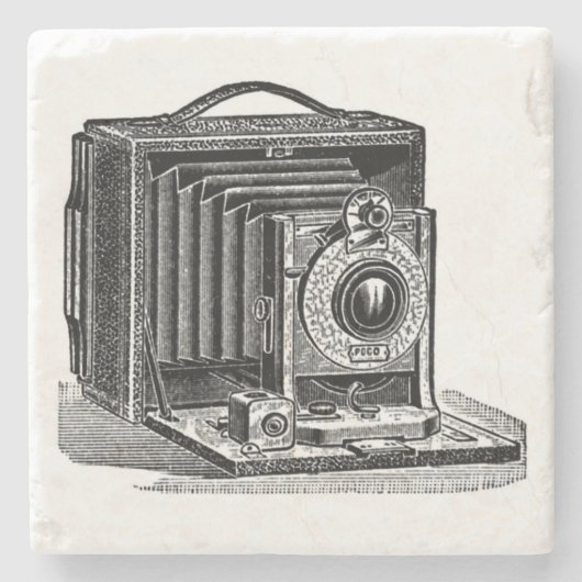 Vintager Kamera-Stein-Untersetzer Steinuntersetzer (Vorderseite)