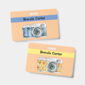 Vintager Kamerabilder mit Name Ausweis (Vorder- & Rückseite)