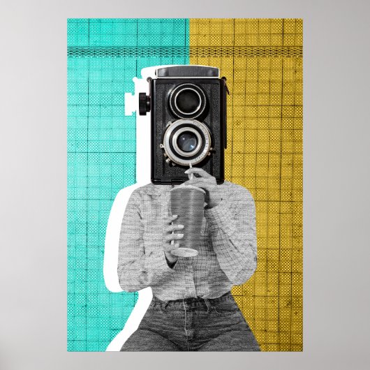 Vintager Kamerakopf Collage - Bold & Artistic Poster (Vorne)