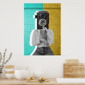Vintager Kamerakopf Collage - Bold & Artistic Poster (Küche)