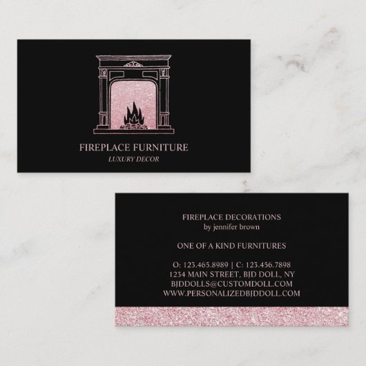Vintager Kamin Visitenkarte (Vorne/Hinten)