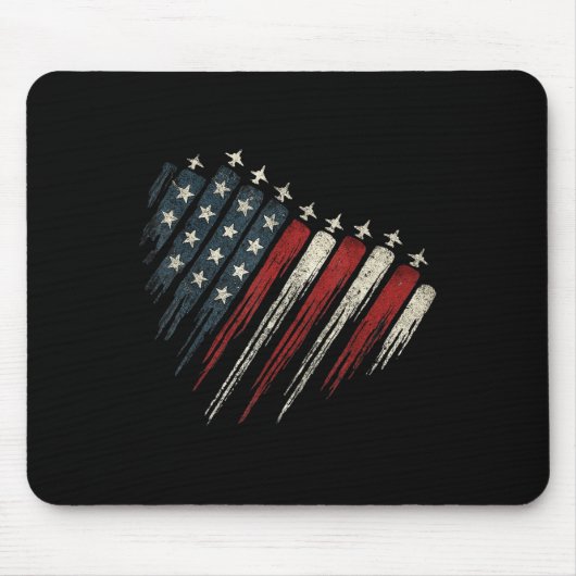 Vintager Kampfjet mit amerikanischer Flagge 4. J Mousepad (Vorne)