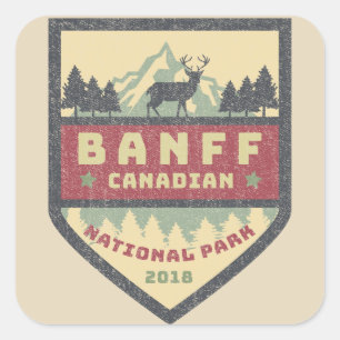 Vintager kanadischer Banff-Nationalpark-Stickers Quadratischer Aufkleber