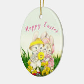 Vintager Kaninchenbaum Keramik Ornament (Links)