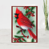 Vintager Kardinal Bird Weihnachten (Vorderseite)