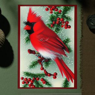 Vintager Kardinal Bird Weihnachten