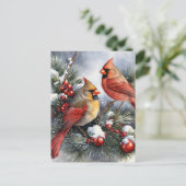 Vintager Kardinal Birds Weihnachtsfamilie Foto Postkarte (Stehend Vorderseite)