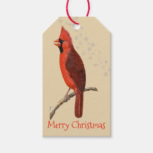 Vintager Kardinal Frohe Weihnachten Geschenkanhänger (Vorderseite)