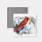 Vintager Kardinal im Wintermagnet Magnet (Vorderseite/Rückseite)