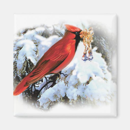 Vintager Kardinal im Wintermagnet Magnet (Vorne)